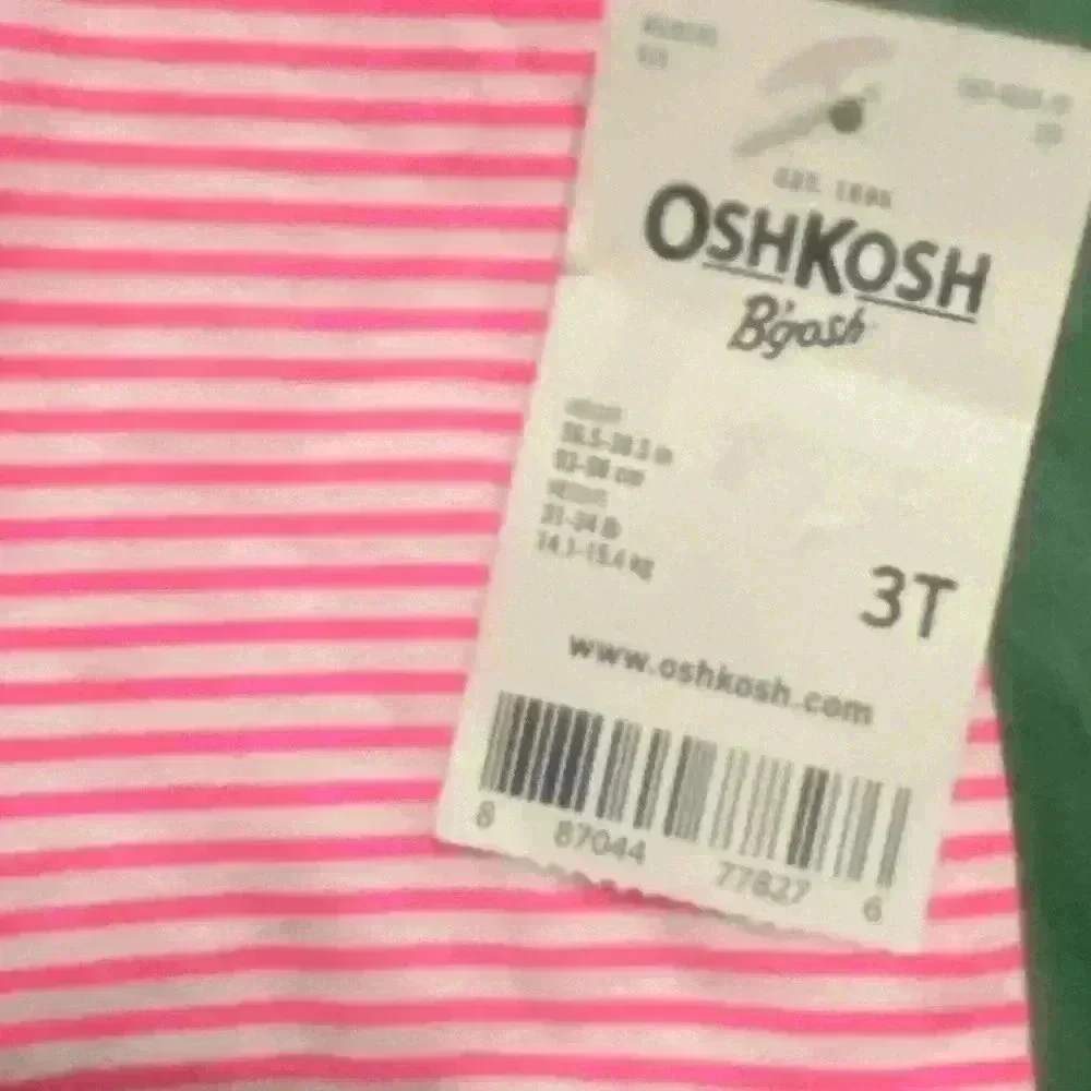OshKosh B’Gosh Girls Pink and White Striped Tee Size 3T